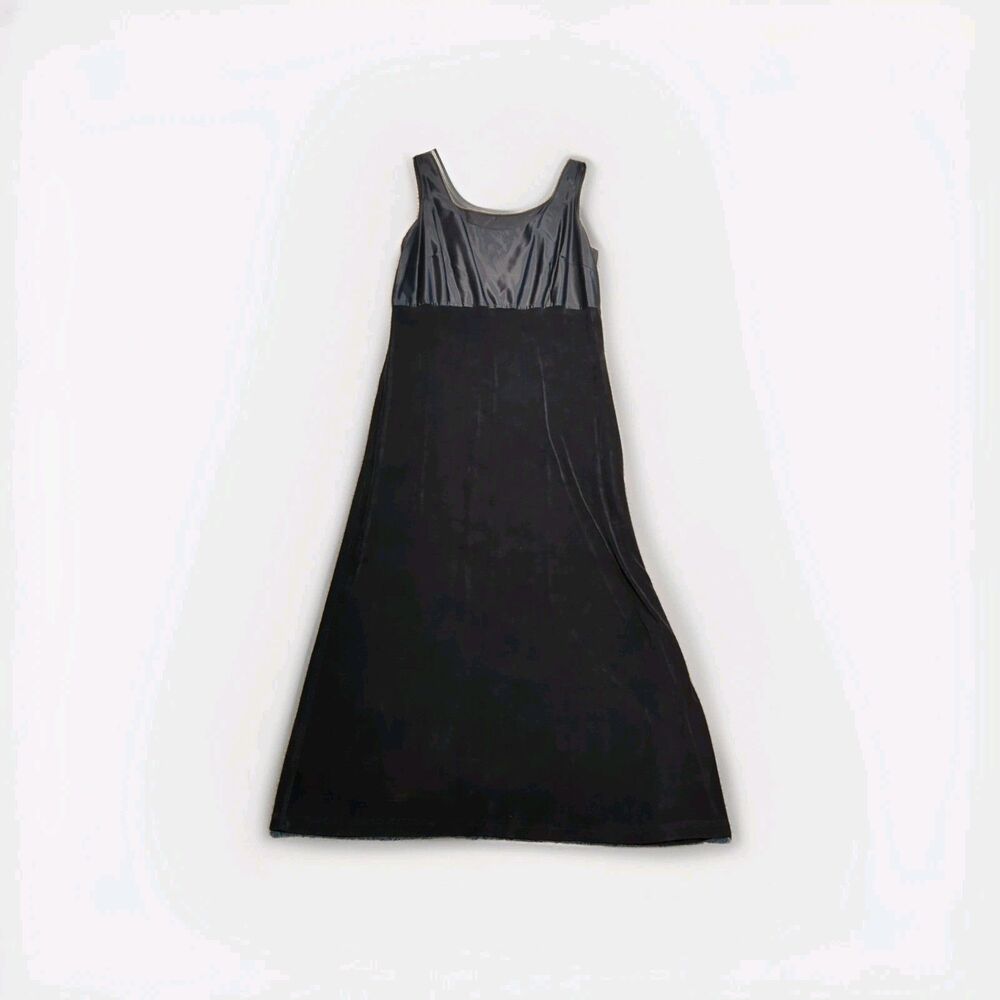 Vintage Whimsigoth Maxi Dress Womens 12 Black Sleeveless Sheer Grunge Goth Glam